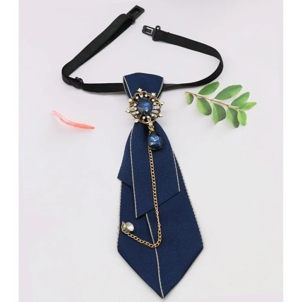 Women's Polyester Tie with Crystals Adjustable Pre-Tied for School Work Party